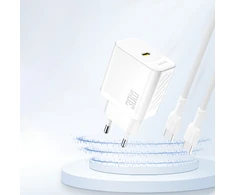 Dudao A27P 30W PD GaN USB-C laidinis įkroviklis – baltos spalvos