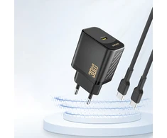Dudao A27P 30W PD GaN USB-C laidinis įkroviklis – juodos spalvos