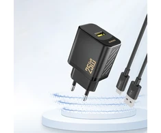 Dudao A27S 25W GaN USB-A įkroviklis – juodos spalvos