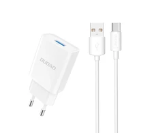 Įkroviklis Dudao (A4EU) + type-C kabelis (1xUSB 2.1A) baltas