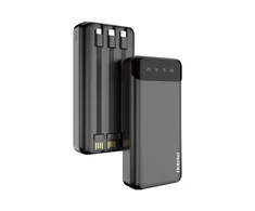 Dudao talpus maitinimo blokas su 3 įmontuotu kabeliu 20000mAh USB Type C + micro USB + Lightning Juodos spalvos (Dudao K6Pro +)