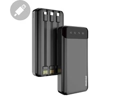 Dudao talpus maitinimo blokas su 3 įmontuotu kabeliu 20000mAh USB Type C + micro USB + Lightning Juodos spalvos (Dudao K6Pro +)