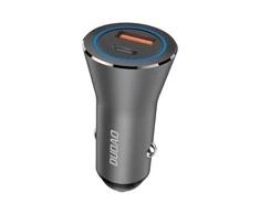 Dudao greitas automobilinis įkroviklis C tipo USB (PD) + USB QC5.0 45 W pilka (R4MAX pilka)