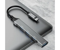 Dudao HUB 4in1 USB-C – 4x USB-A (3 x USB2.0 / USB3.0) 6.3cm juodos spalvos (A16T)