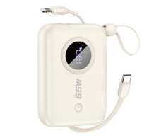 Dudao K14 10000mAh maitinimo blokas su USB-C / Lightning laidais - smėlio spalvos
