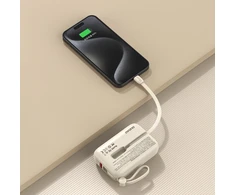 Dudao K14 10000mAh maitinimo blokas su USB-C / Lightning laidais - smėlio spalvos