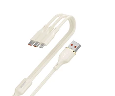 Dudao L7SE 3in1 USB-A – 2x USB-C / Lightning 66W kabelis 1.2m – beige