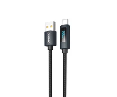 Dudao L7T USB-A – USB-C 66W kabelis with LED Ekranas 1m – juodos spalvos