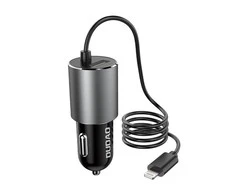 Dudao R5ProL automobilinis įkroviklis 1x USB, 3.4A + Lightning laidas (pilkas)