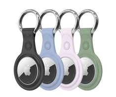 Dux Ducis 4vnt set Silicone flexible cover keychain loop dėklas skirtas Apple AirTag (juodos spalvos / žalios spalvos / rožinės spalvos / mėlynos spalvos)