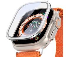 Dux Ducis grūdintas stiklas FLAS su rėmeliu Apple Watch Ultra / Ultra 2 49 mm sidabrinis