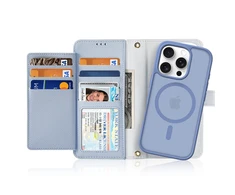 Dux Ducis Lawa Apple iPhone 16 Pro Leather dėklas su Detachable Magnetic Wallet – mėlynos spalvos