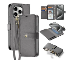 Dux Ducis Lawa Leather dėklas skirtas Apple iPhone 15 Pro – pilkos spalvos