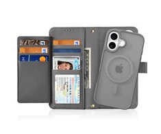 Dux Ducis Lawa Leather dėklas skirtas Apple iPhone 16 – pilkos spalvos