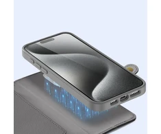 Dux Ducis Lawa Leather dėklas skirtas Apple iPhone 15 Pro – pilkos spalvos
