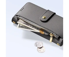 Dux Ducis Lawa Leather dėklas skirtas Apple iPhone 15 Pro Max – pilkos spalvos