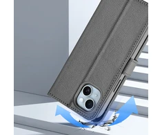 Dux Ducis Lawa Leather dėklas skirtas Apple iPhone 15 – pilkos spalvos