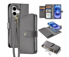 Dux Ducis Lawa Leather dėklas skirtas Apple iPhone 16 – pilkos spalvos