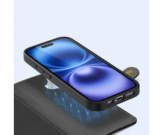Dux Ducis Lawa Leather dėklas skirtas Apple iPhone 16 – juodos spalvos