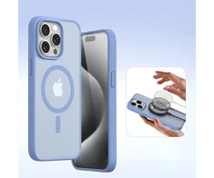 Dux Ducis Lawa Leather dėklas skirtas Apple iPhone 15 Pro – mėlynos spalvos