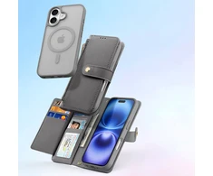 Dux Ducis Lawa Leather dėklas skirtas Apple iPhone 16 – pilkos spalvos