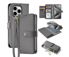 Dux Ducis Lawa Leather dėklas skirtas Apple iPhone 15 Pro Max – pilkos spalvos
