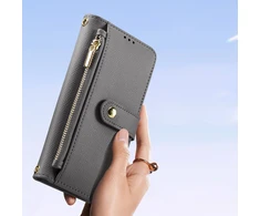 Dux Ducis Lawa Leather Samsung Galaxy S25 Plus with Detachable Magnetic Wallet – dėklas telefonui pilkos spalvos
