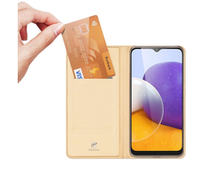 Dux Ducis Skin Pro Bookcase tipo dėklas Samsung Galaxy A22 4G auksinis