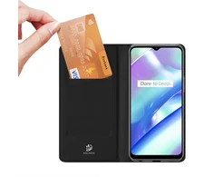 Dėklas Dux Ducis Skin Pro Realme C33 atverčiamas Card Wallet su stoveliu dėkals telefonui juodos spalvos