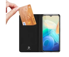 Dux Ducis Skin Pro Vivo Y16 / Y02s wallet atverčiamas dėklas telefonui juodos spalvos