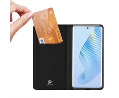 Dux Ducis Skin Pro Honor Magic5 atverčiamas card wallet su stoveliu dėklas telefonui juodos spalvos