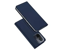 Dux Ducis Skin Pro Xiaomi Redmi 11A / Poco C55 / Redmi 12C atverčiamas Card Wallet su stoveliu dėklas telefonui mėlynos spalvos