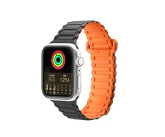 Dux Ducis apyrankė (Armor Version) Apple Watch SE apyrankė, 9, 8, 7, 6, 5, 4, 3, 2, 1 (41, 40, 38 mm) silikoninis Magnetic juodos ir oranžinės spalvos