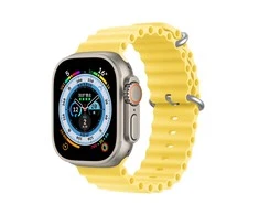 Dux Ducis apyrankė Apple Watch 9 / 8 / 7 / 6 / 5 / 4 / 3 / 2 / SE (41 / 40 / 38mm) silikoninė geltonos spalvos (OceanWave Version)