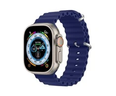 Dux Ducis apyrankė Apple Watch 9 / 8 / 7 / 6 / 5 / 4 / 3 / 2 / SE (41 / 40 / 38mm) silikoninė mėlynos spalvos (OceanWave Version)