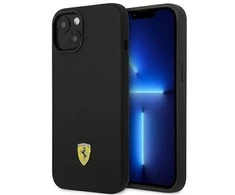 Apple iPhone 14 plus Ferrari dėklas Silicone Metal Logo juodos spalvos