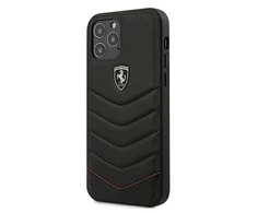 Ferrari FEHQUHCP12LBK Apple iPhone 12 Pro Max 6.7" dėklas telefonui juodos spalvos Off Track Quilted