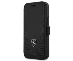 Dėklas Ferrari FEOGOFLBKP12SBK iPhone 12 mini 5.4" juodas/juodas book Off Track Perforated