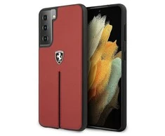 Samsung Galaxy S21 Plus Ferrari dėklas Off Track odinis Nylon Stripe (FEOSIHCS21MRE) raudonos spalvos