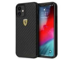 Apple iPhone 12 Mini Ferrari dėklas On Track Real Carbon (FERCAHCP12SBK) juodos spalvos