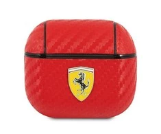 Apple AirPods 3 ausinių dėklas Ferrari On Track PU Carbon (FESA3CARE) raudonos spalvos
