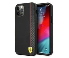 Apple iPhone 12 Pro Max Ferrari dėklas On Track Carbon Stripe (FESAXHCP12LBK) juodos spalvos