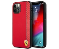 Ferrari FESAXHCP12LRE Apple iPhone 12 Pro Max 6.7" dėklas telefonui raudonos spalvos On Track Carbon Stripe