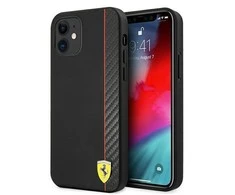 Apple iPhone 12 Mini Ferrari dėklas On Track Carbon Stripe (FESAXHCP12SBK) juodos spalvos