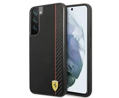 Samsung Galaxy S22 Plus Ferrari dėklas On Track Carbon Stripe (FESAXHCS22MBK) juodos spalvos