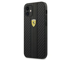Apple iPhone 12 Mini Ferrari dėklas On Track PU Carbon (FESNECHCP12SBK) juodos spalvos
