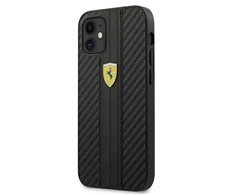 Apple iPhone 12 Mini Ferrari dėklas On Track PU Carbon (FESNECHCP12SBK) juodos spalvos