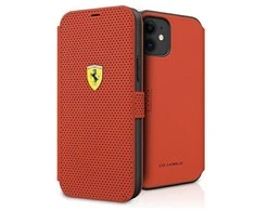 Dėklas Apple iPhone 12 Mini Ferrari Book On Track Perforated (FESPEFLBKP12SRE) raudonos spalvos