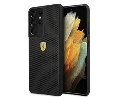 Samsung Galaxy S21 Ultra Ferrari dėklas On Track Perforated (FESPEHCS21LBK) juodos spalvos