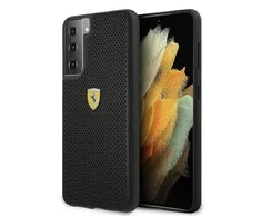 Samsung Galaxy S21 Plus Ferrari dėklas On Track Perforated (FESPEHCS21MBK) juodos spalvos
